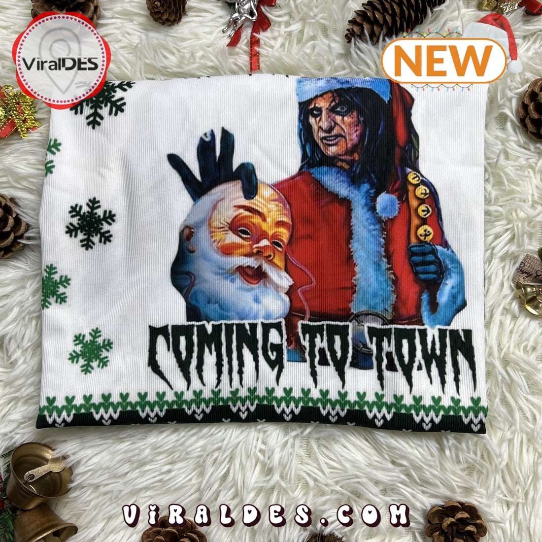 Santa Claus Is Coming To Town Alice Cooper Ugly Sweater