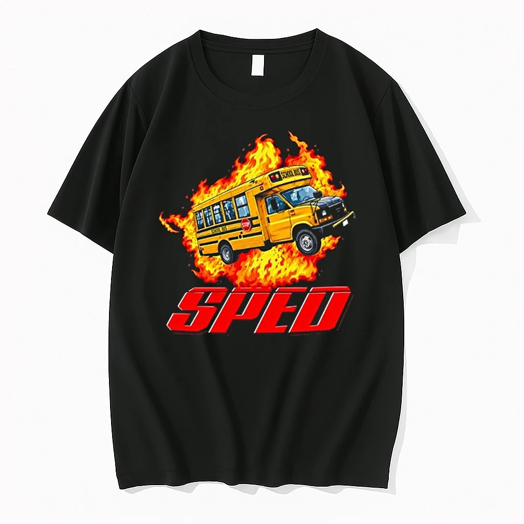 School Bus Flame Sped 0 Tshirts Sweater