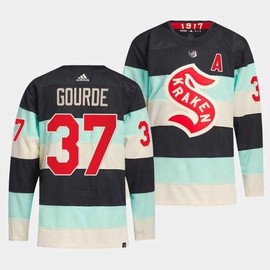 seattle kraken #37 yanni gourde 2024 nhl winter classic jersey - deep sea blue