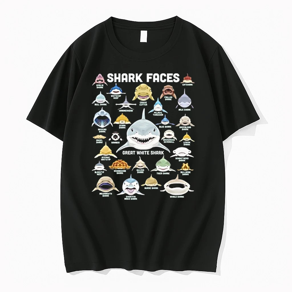 Shark Faces Types Of Shark Funny Marine Biology 0 Tshirts Sweater