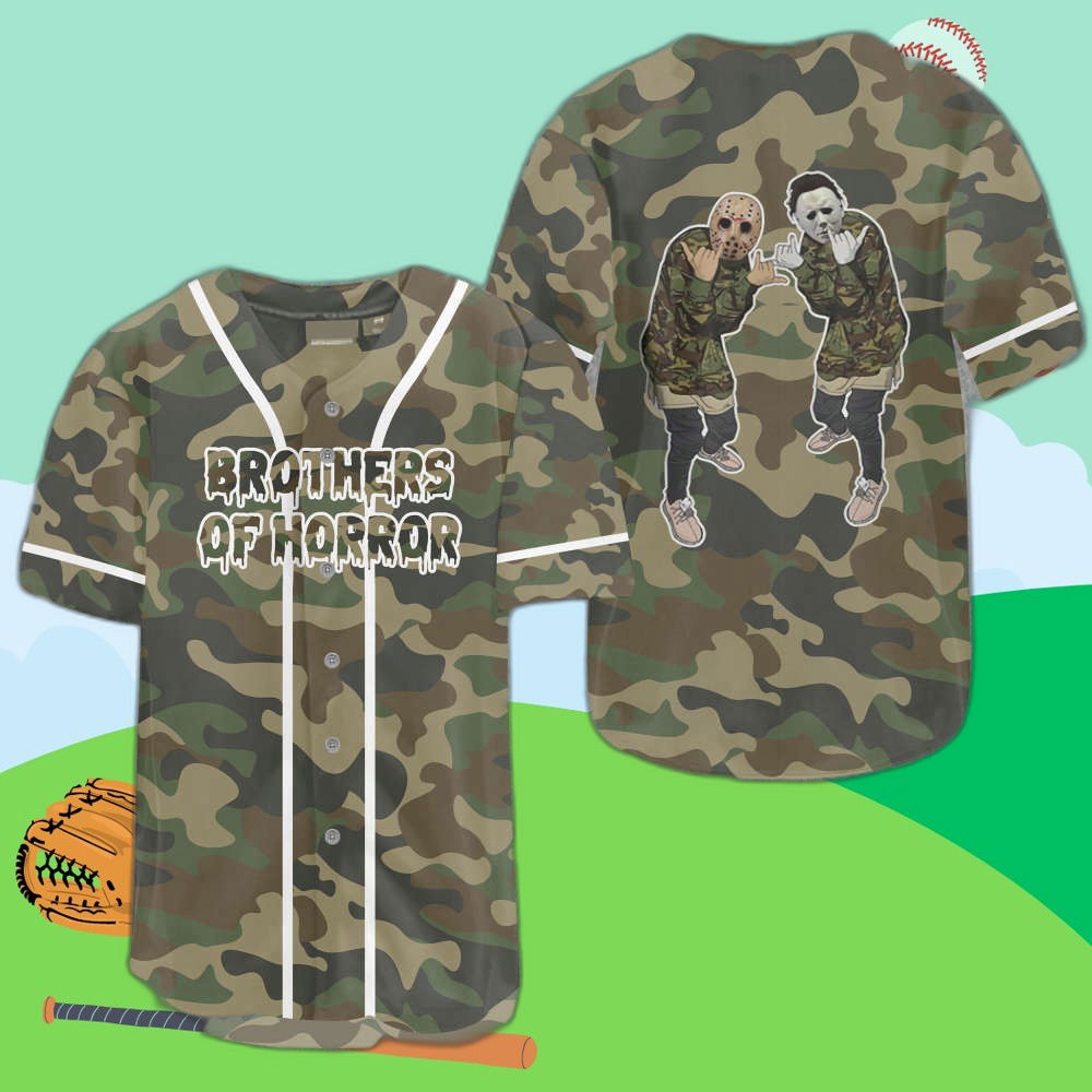 Show Your Style with Brothers of Horror Camo Baseball Jersey - Limited Edition - Aopprinter T-Shirts, Hoodie,... (Image 1)