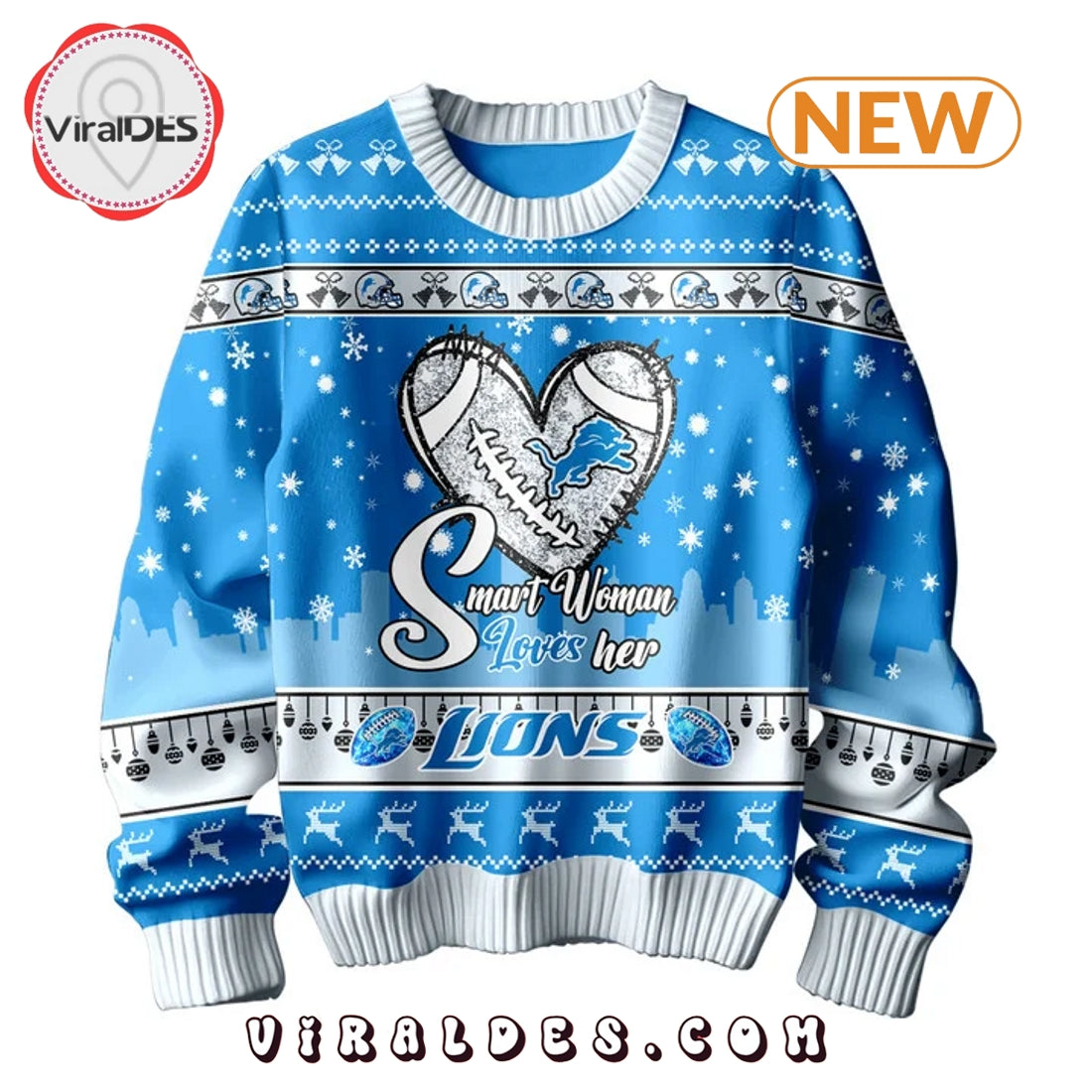 Smart Woman Loves Her Detroit Lions Ugly Sweater
