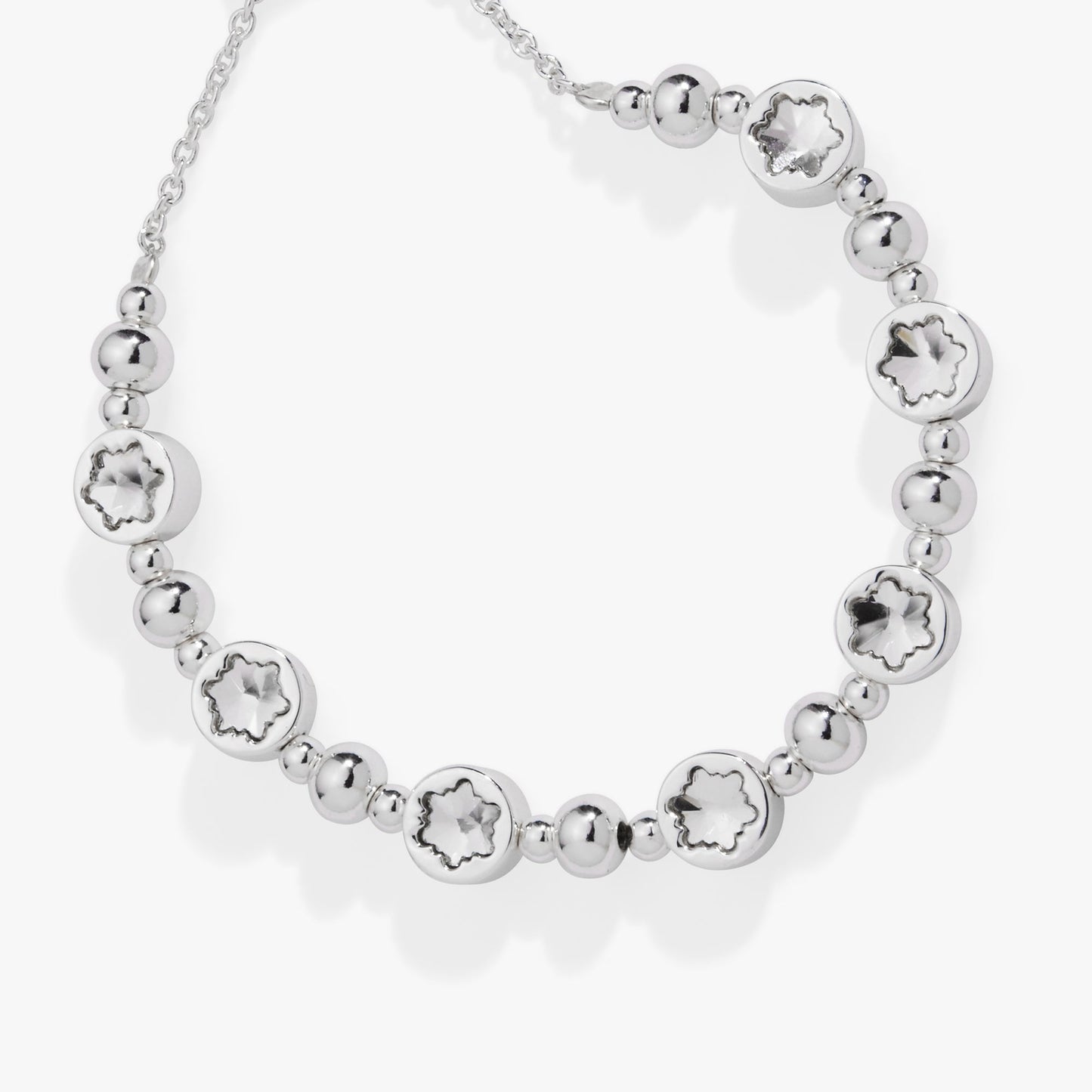 Crystal Snowflake Beaded Bolo Bracelet