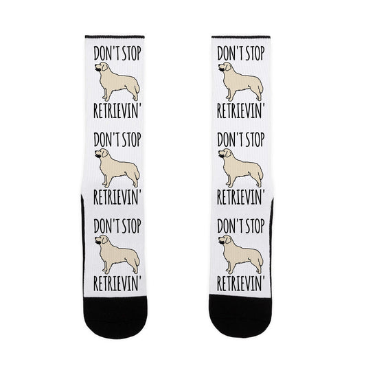Don't Stop Retrievin' Golden Retriever Dog Parody Socks