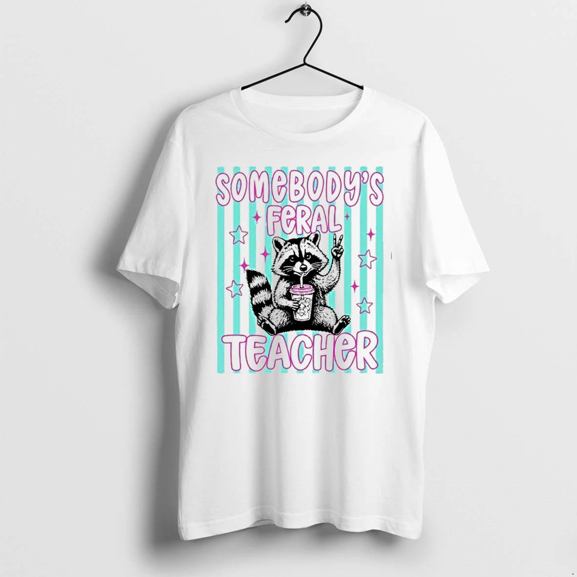 Somebodys Feral Teacher Raccoon Peace Sign Iced Coffee 0 Tshirts Sweater