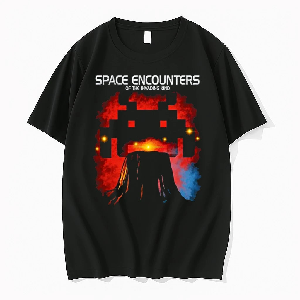 Space Encounters Of The Invading Kind Pixel Alien Over Devils Tower Silhouette 0 Tshirts Sweater
