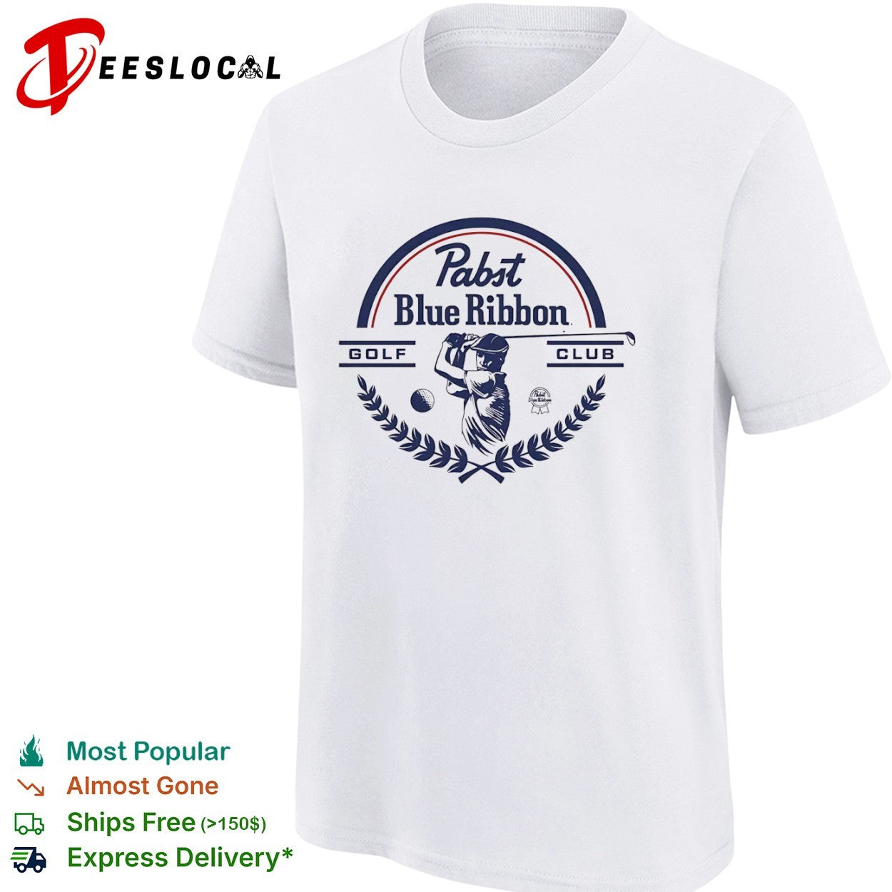 Pabst Blue Ribbon Golf Club Logo Beer PBR shirt