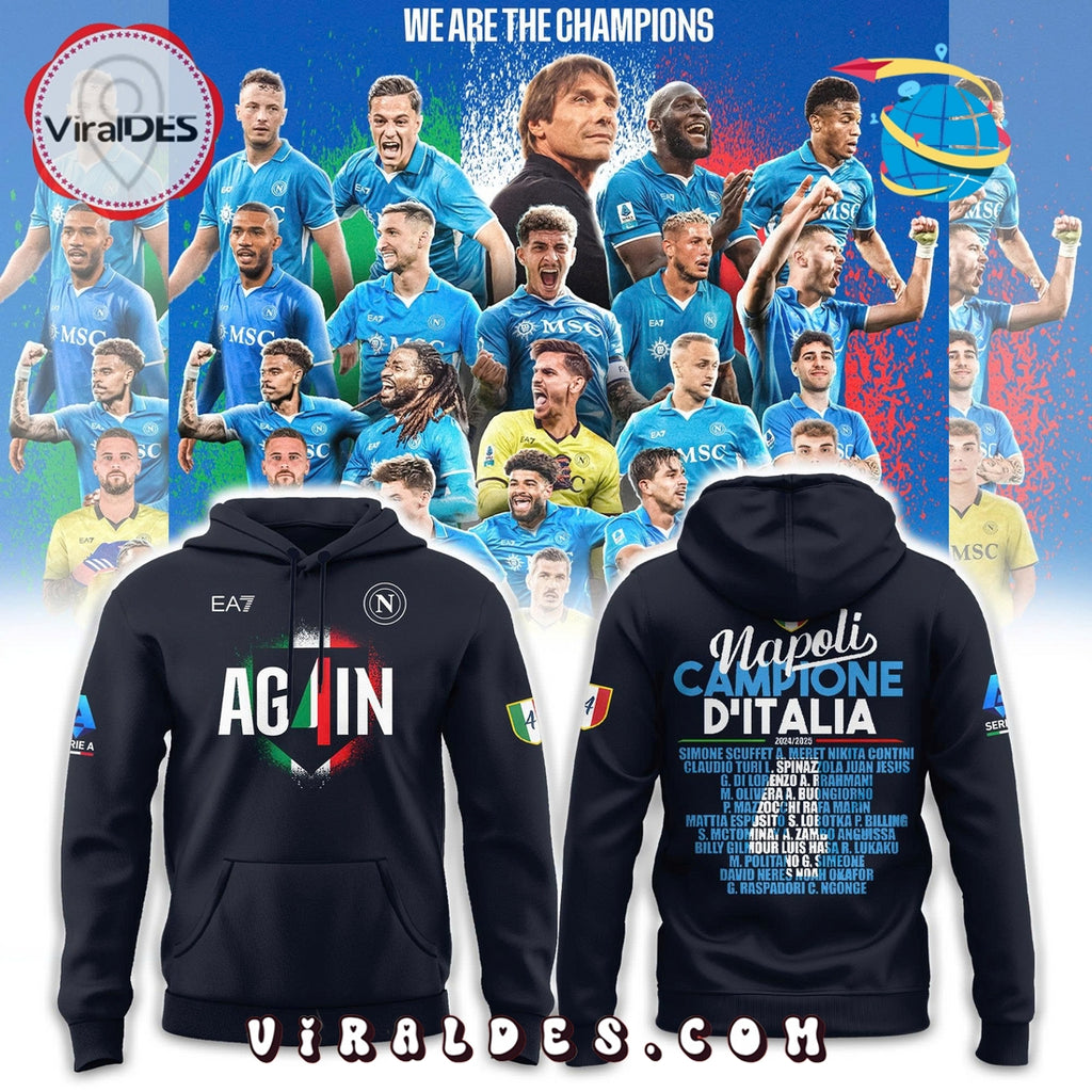 SSC Napoli Campioni d’Italia 2024 2025 Black Hoodie