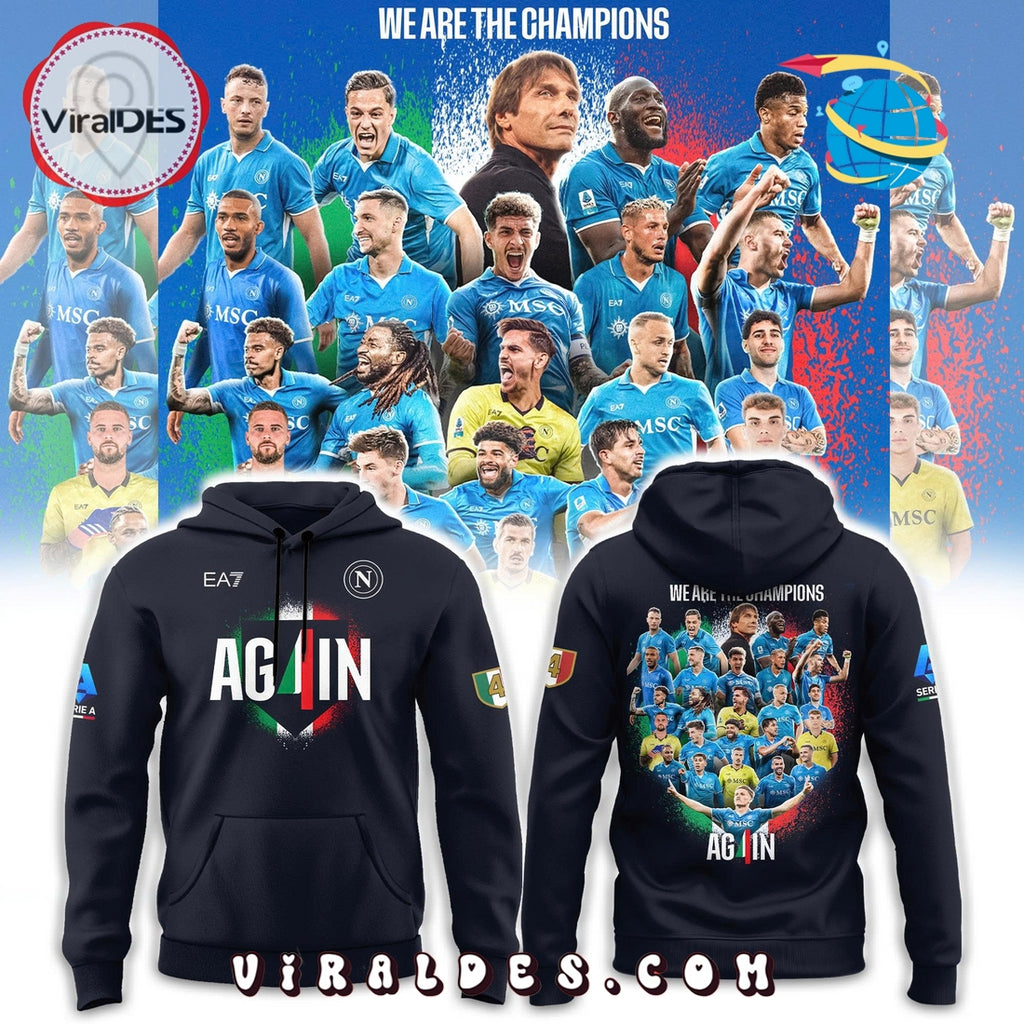SSC Napoli Campioni d’Italia 2025 Black Hoodie, Long Pants