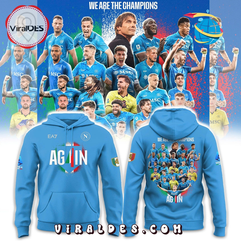 SSC Napoli Campioni d’Italia 2025 Blue Hoodie, Long Pants