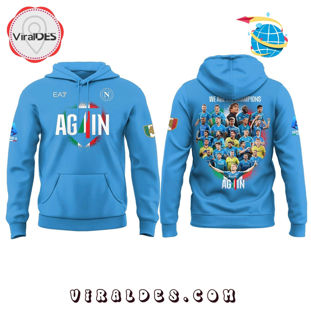 SSC Napoli Campioni d’Italia 2025 Blue Hoodie, Long Pants