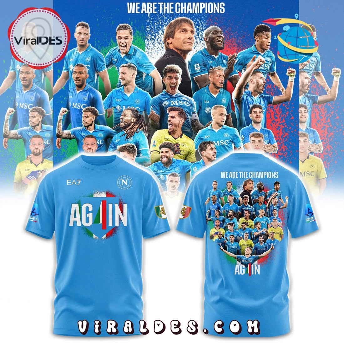 SSC Napoli Campioni d’Italia Blue Hoodie 2025