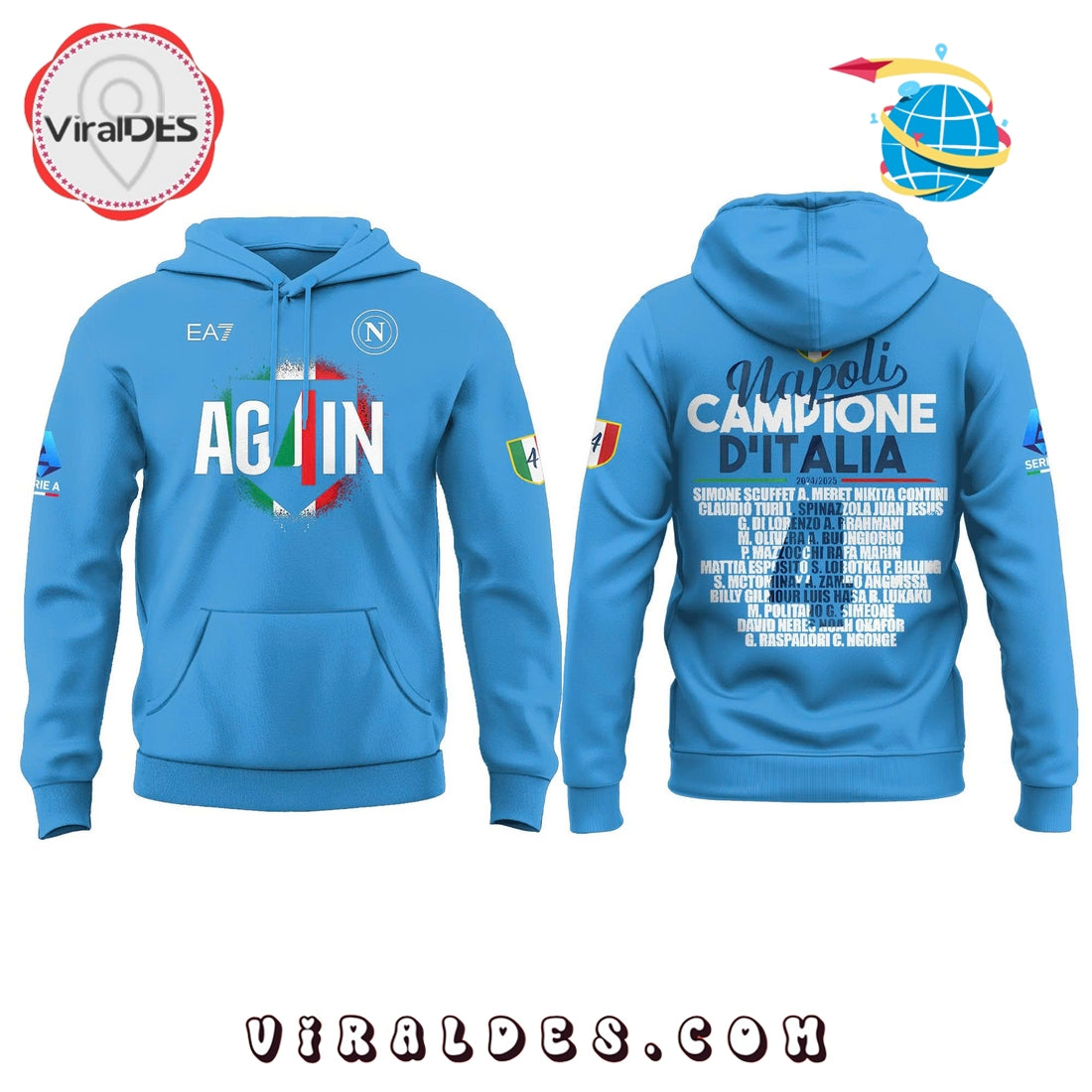 SSC Napoli Campioni d’Italia Blue Hoodie, Long Pants