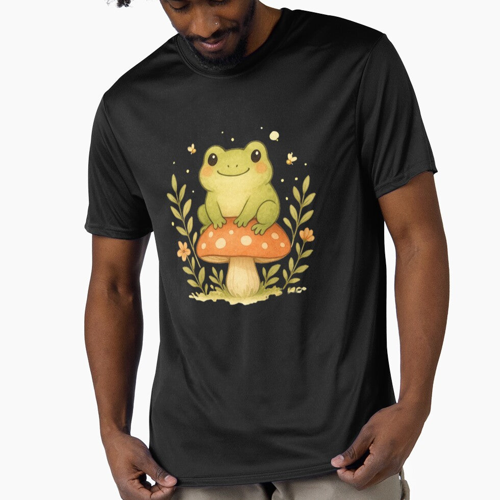 Cute Cottagecore Frog on Mushroom – Kawaii Watercolor Nature Art by FernandsOficial