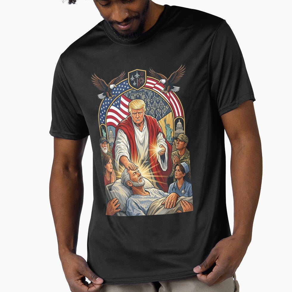 Trump as Jesus Graphic Trump Patriotic US Flag Eagle by MidzzSky