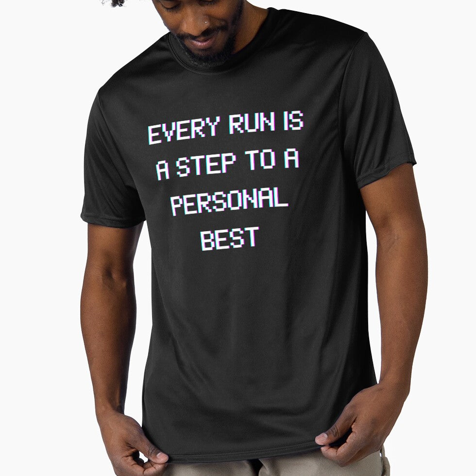 Every Run Is a Step to a Personal Best – Pixel Style Gaming Quote by PHRASEandSTYLE