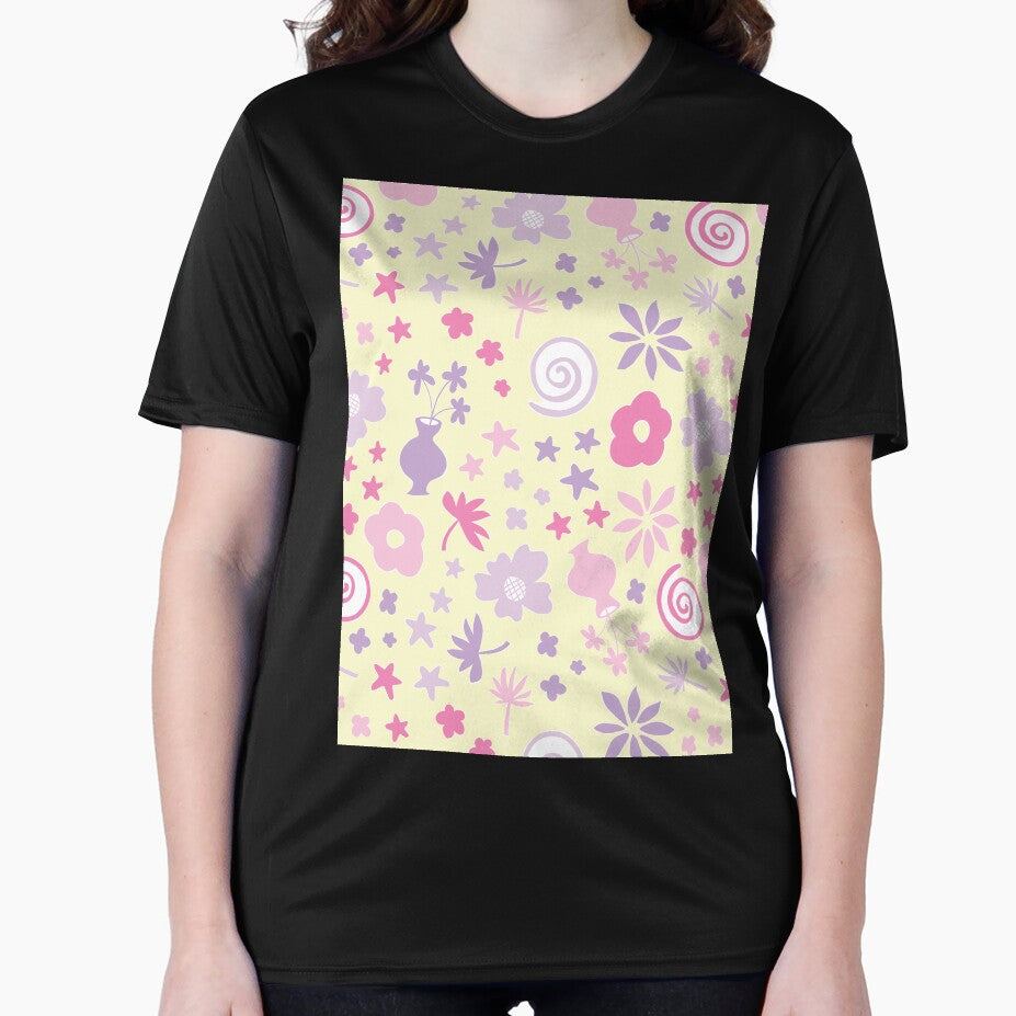 Pastel Pink and Pastel Yellow Lilac Purple Boho Flower Pattern Girls Room by blomastudios