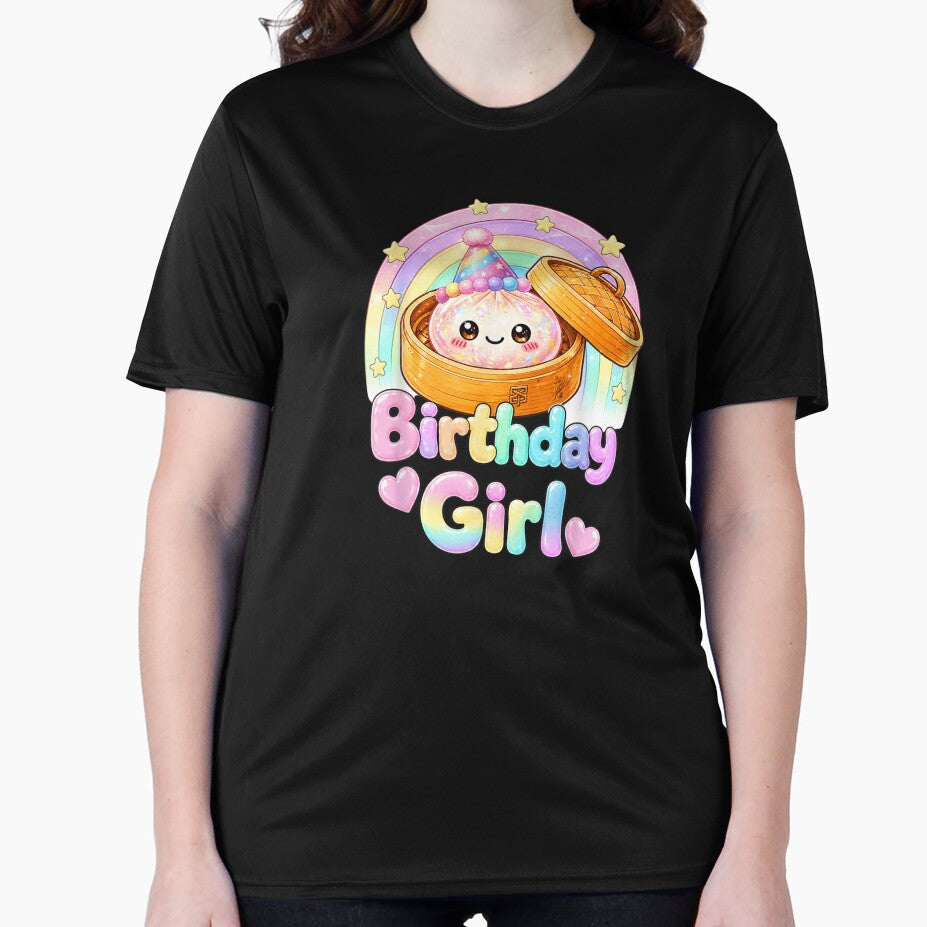 Kawaii Birthday Girl Cute Dim Sum Dumpling In Bamboo Steamer Rainbow by PhocoNibict