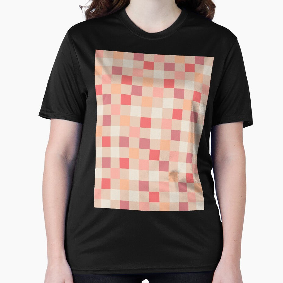 Peach Check Blush Pink Plum Checkered Pastel Pattern by kierkegaard