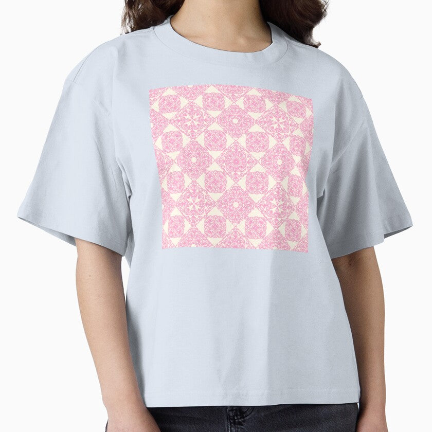 Pink granny squares over cream by marufemia