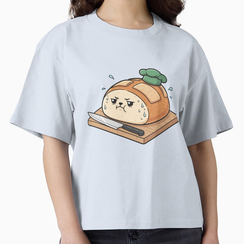 Grumpy Sourdough Bread Chef Nervous Facing Knife Sticker by dmejpl
