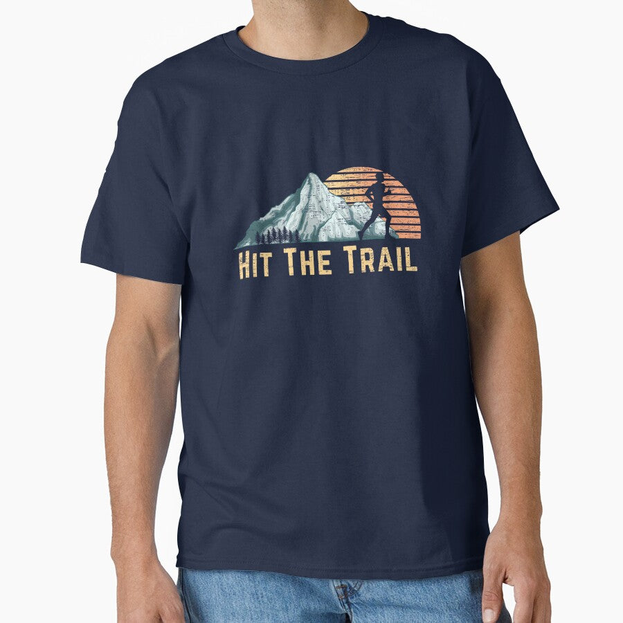 Hit The Trail Vintage Mountain Runner Retro Trail Running by 74ninetees