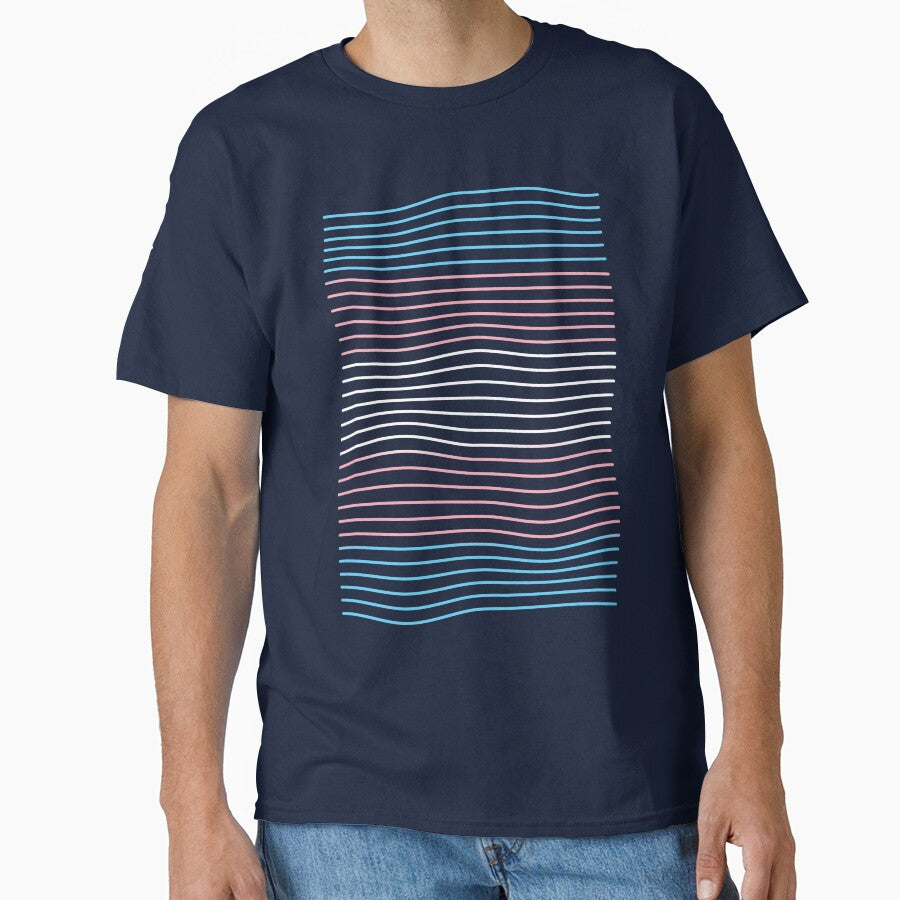Minimalist Transgender Pride Flag Waves – Modern LGBTQ Line Art Design by Lanakila Studio