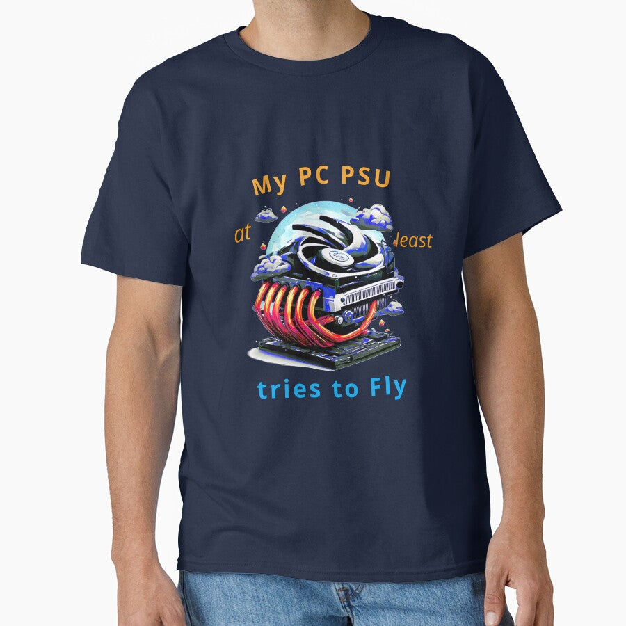PSU tries to Fly, a funny computer gift, for the geek and cpmputer lover by PiperParrot