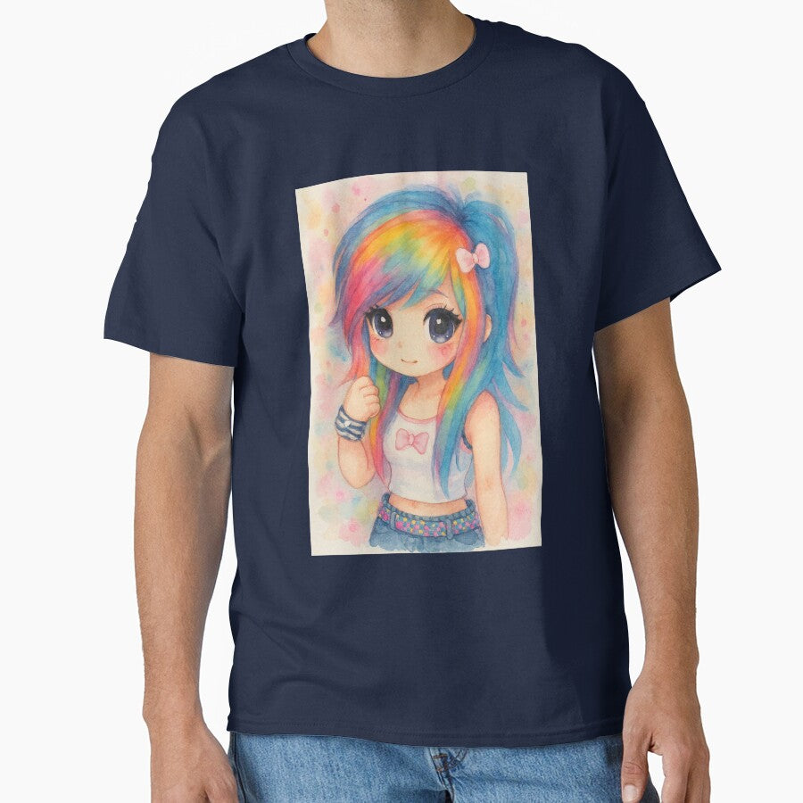 Kawaii Rainbow Dash Human Anime Watercolor by Monkeysalad