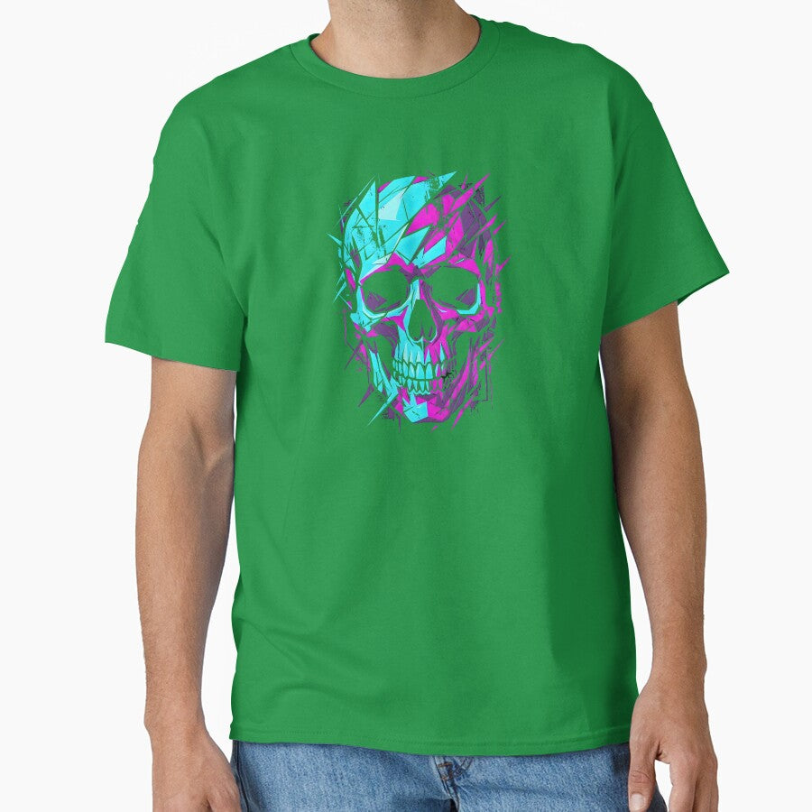 Cyberpunk Glitch Skull Shattered Neon Geometry 2026 by MarCinu Art