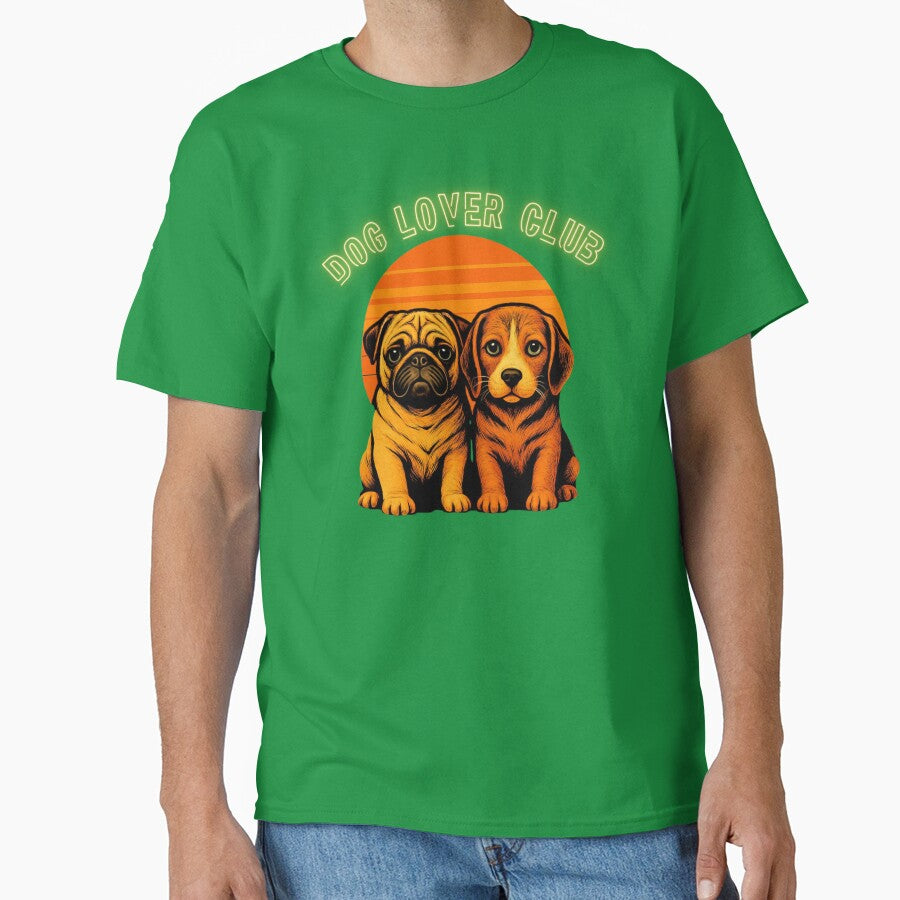 Dog Lover Club Retro Sunset Cute Puppy Shirt Pet Lover Design by GigaFactory