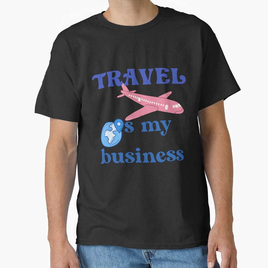 Travel Is My Business Pink Airplane Globe by No Talk Studio