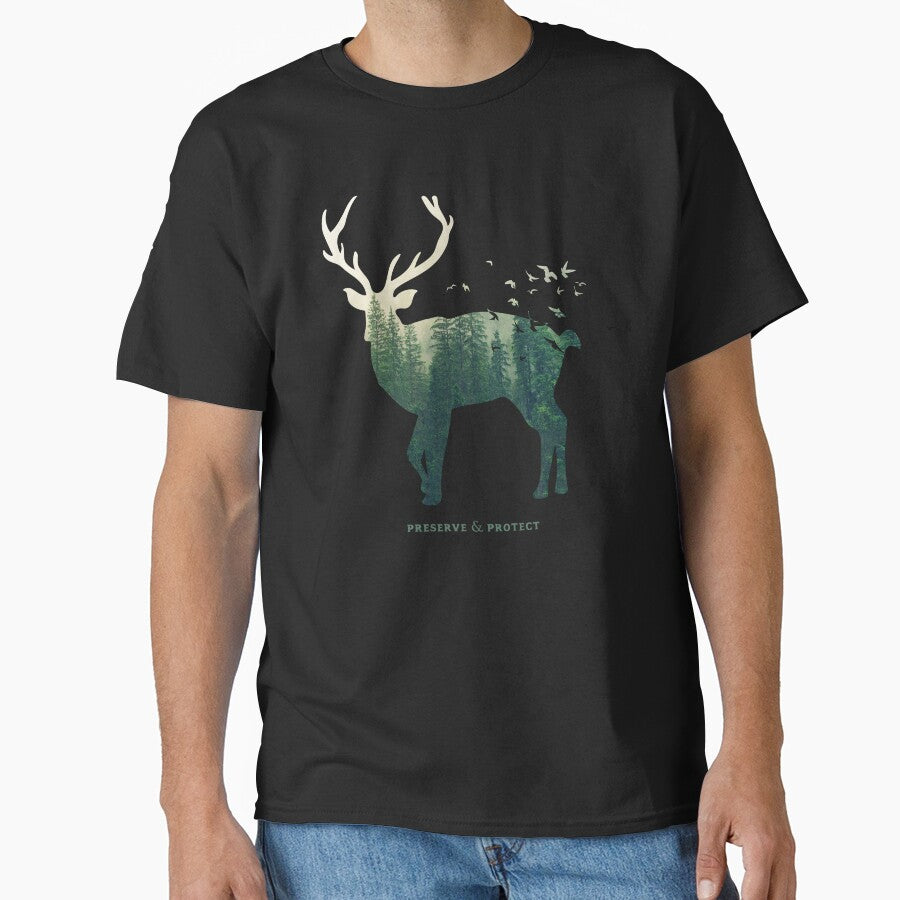 Preserve & Protect Deer Silhouette National Park Nature Double Exposure Forest Save the Environment Climate Change Wilderness Hiking Camping by lanynx design