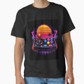 Retro 80s Gamer Arcade Controller Neon Synthwave Gaming T-Shirt Design by irfanshikh