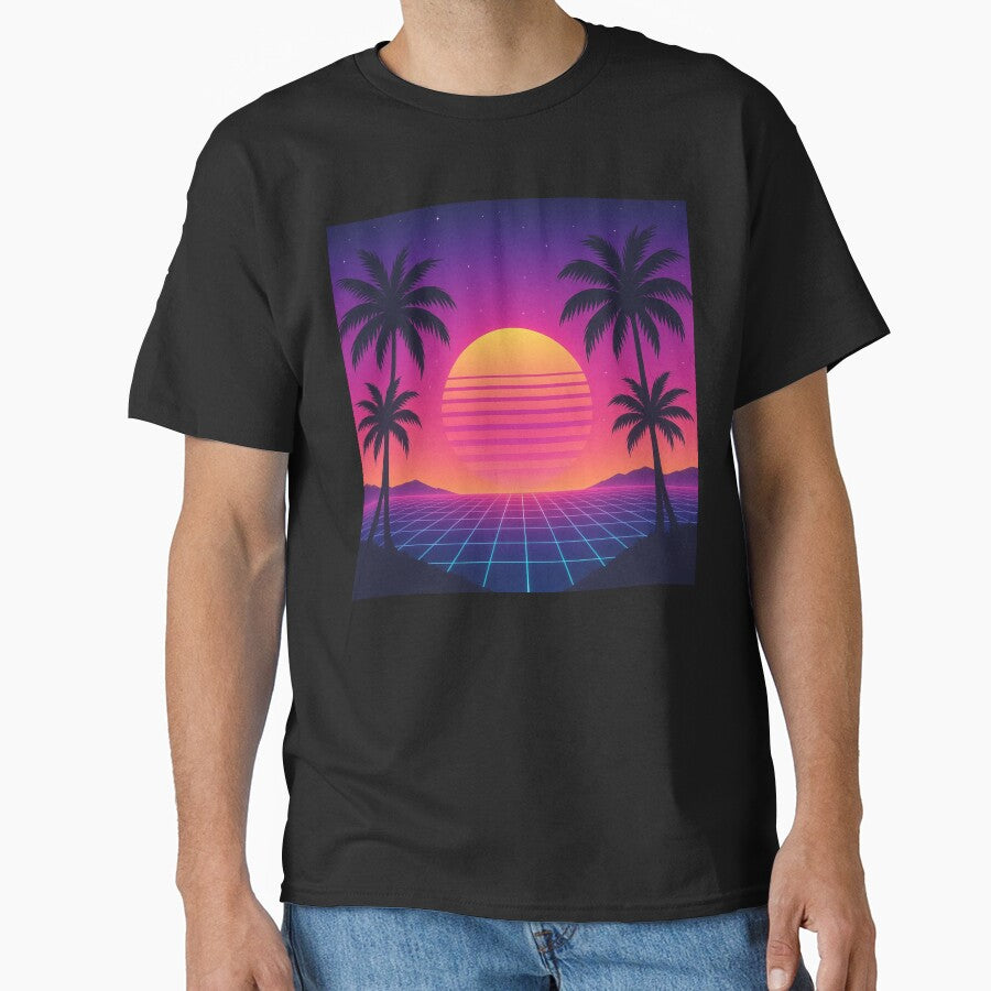 Vaporwave Sunset – Neon Grid & Palm Tree Aesthetic by Calm Design Studio
