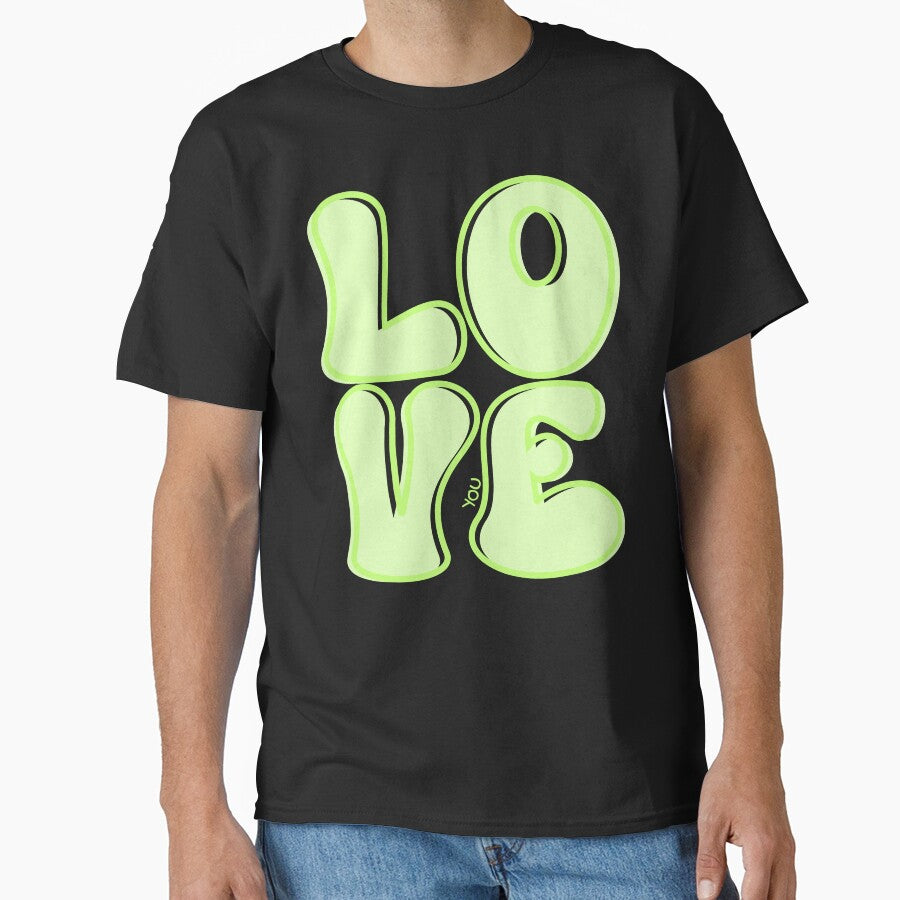 Love You Bold Typography - Neon Green by SaltedBeachPaperie