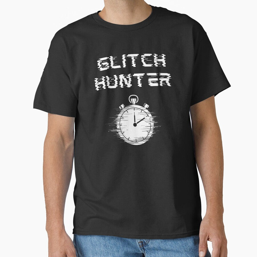 Glitch Hunter – Time Attack Glitch Text and Stopwatch Design by PHRASEandSTYLE
