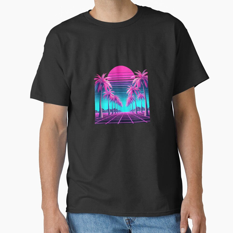 Retro 80s Vaporwave Synthwave Palm Tree Sunset Aesthetic Tank Top by Othinus