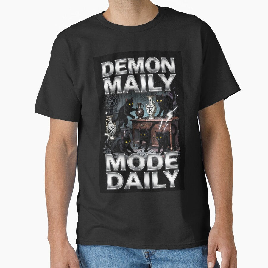 90s Bootleg Demon Mode Daily Black Cat Retro Graphic by Zentavix