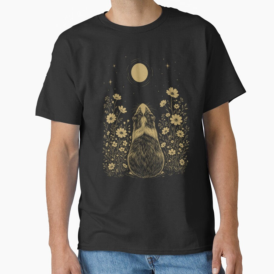Guinea Pig Moon Night Flower Minimalist Boho Lover by DoodleTortle