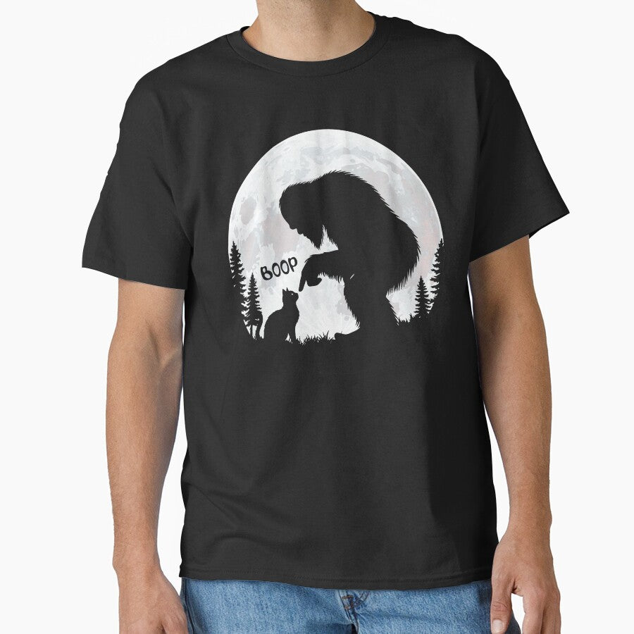 Fun Hand Boop Nose Bigfoot Sasquatch Cat Full Moon Bigfoot Cat Lovers by LounisArt