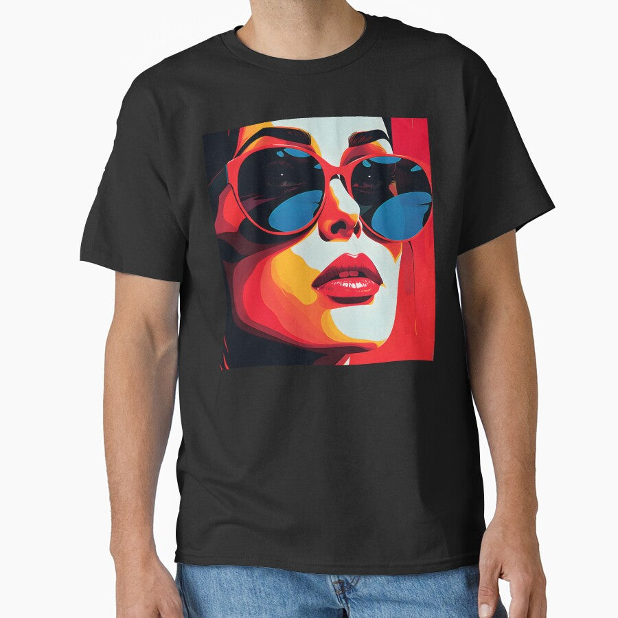 Pop Art Fantasy Female Face And Chic Sunglasses by DEC02