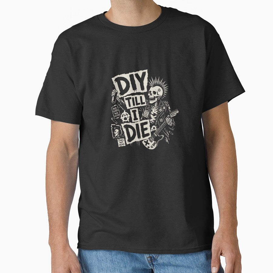 DIY Till I Die Punk Rock Skeleton Underground Art by FeverVoid
