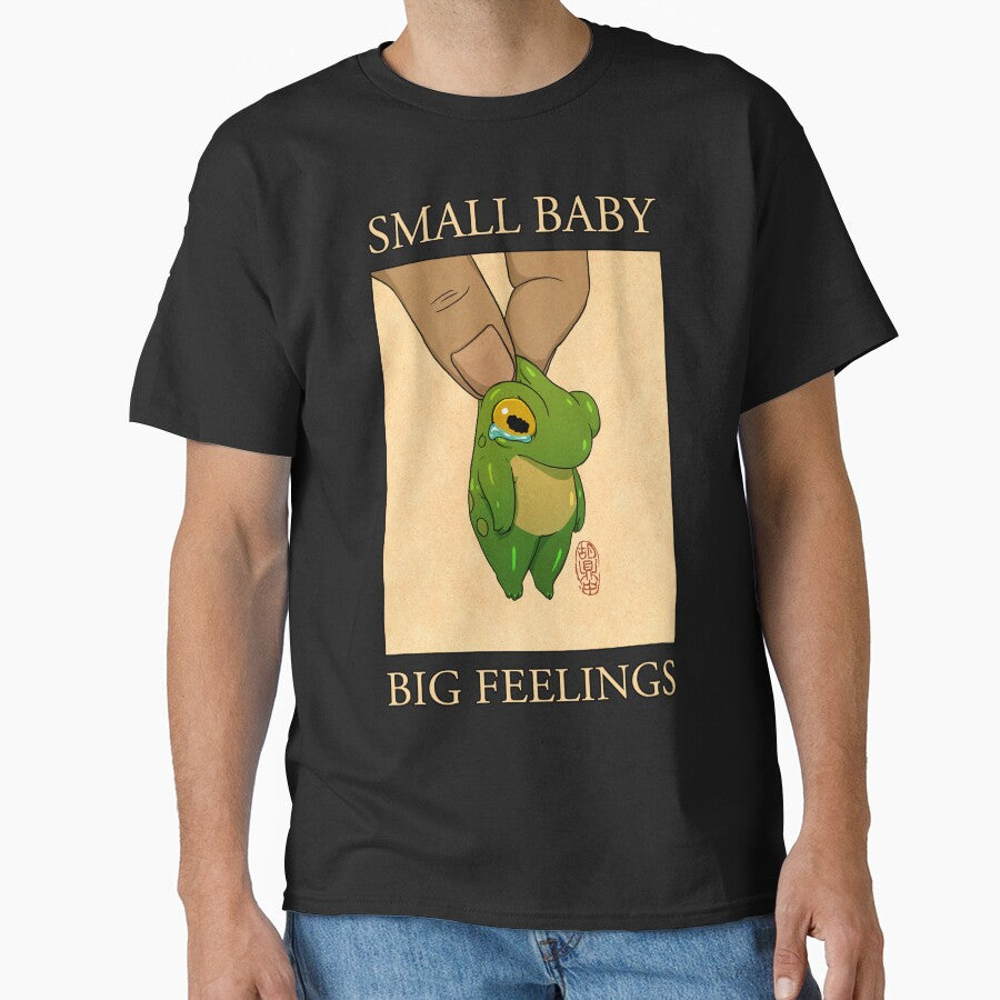 small baby big feelings cute frog artwork asian japanese chinese style drawing transparent bg by DingHuArt