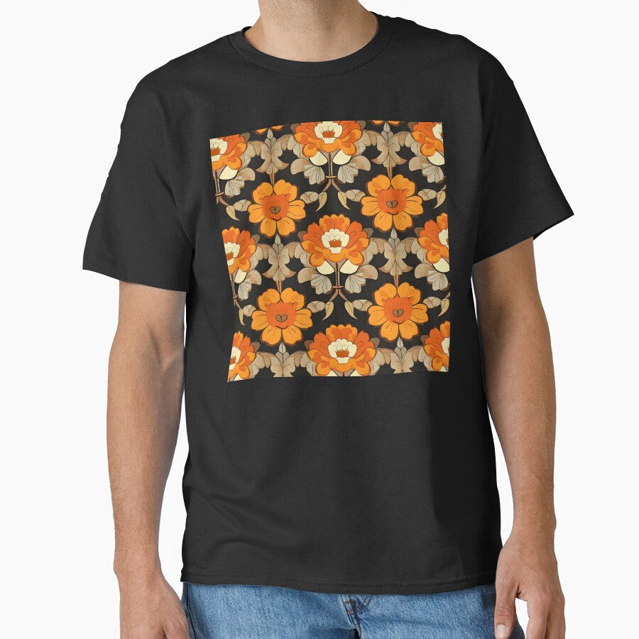 Boho Retro 1960's Hippie Orange Flower Art Designs by DEC02