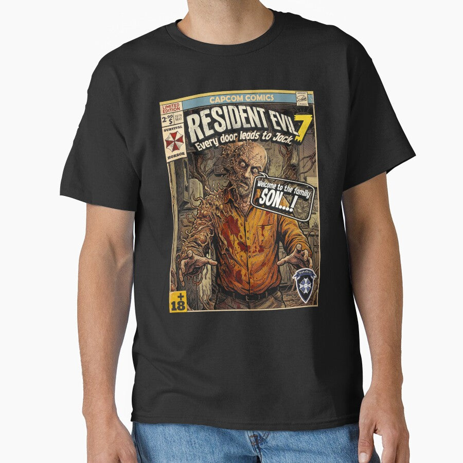 Resident Evil 7 Jack Baker Comic Book Cover Retro Gaming Art by Back2Collage