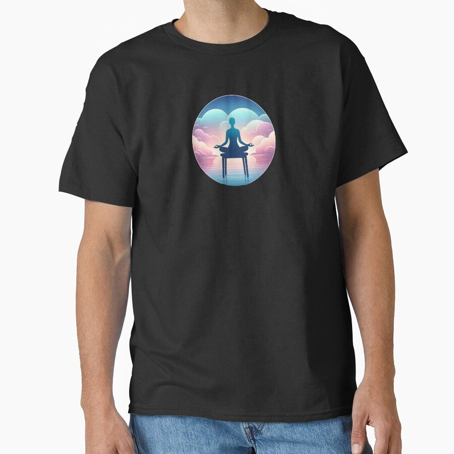 Zen in Your Seat: Tranquil Chair Yoga Silhouette Design Funny Gifts by BadhbhArt