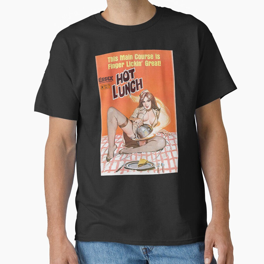 Sexy Women Girl T shirt Vintage Hot Lunch Retro Movie Poster Naked Women Tee Unisex Women's Men's by BUFFALOBIGS