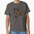 Flying Swift Bird, Abstract Geometric Shape Feathers, Brown Neutral Color Bird by PrimitiveTees