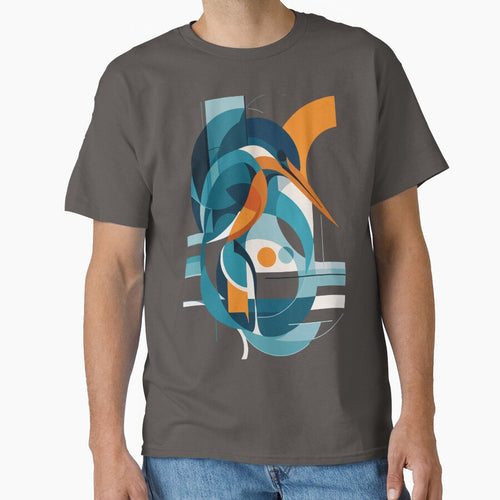 Abstract Geometric Kingfisher – Modern Minimalist Bird Art by PrimitiveTees